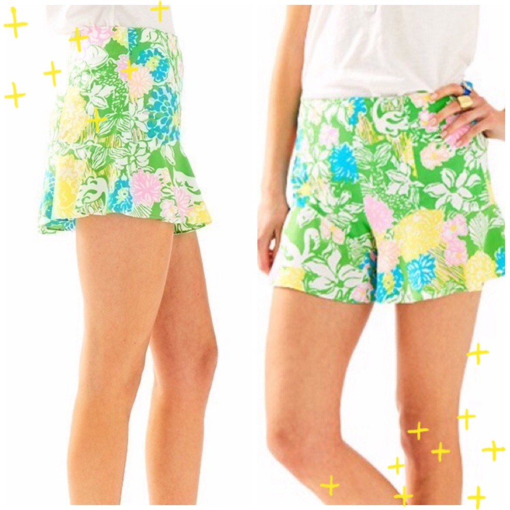 Lily Pulitzer Folly Hibiscus Stroll ruffle skort 8